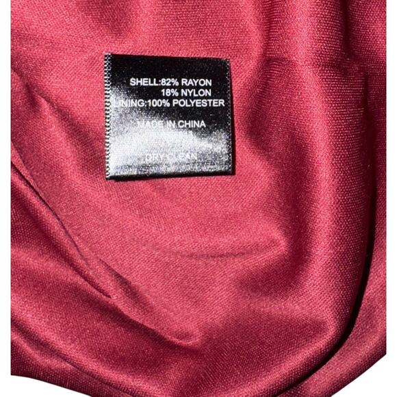 NEW Sam Edelman Amber Red Metallic Ribbed Asymmetrical Ruffle Dress Size 6 - Picture 14 of 14